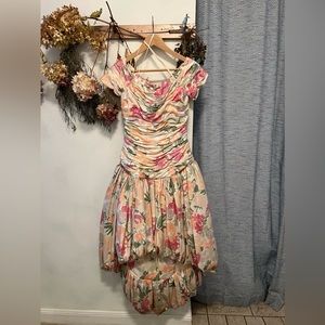 Vintage Victor Costa Bergdorf Goodman Floral Dress Multi Colored